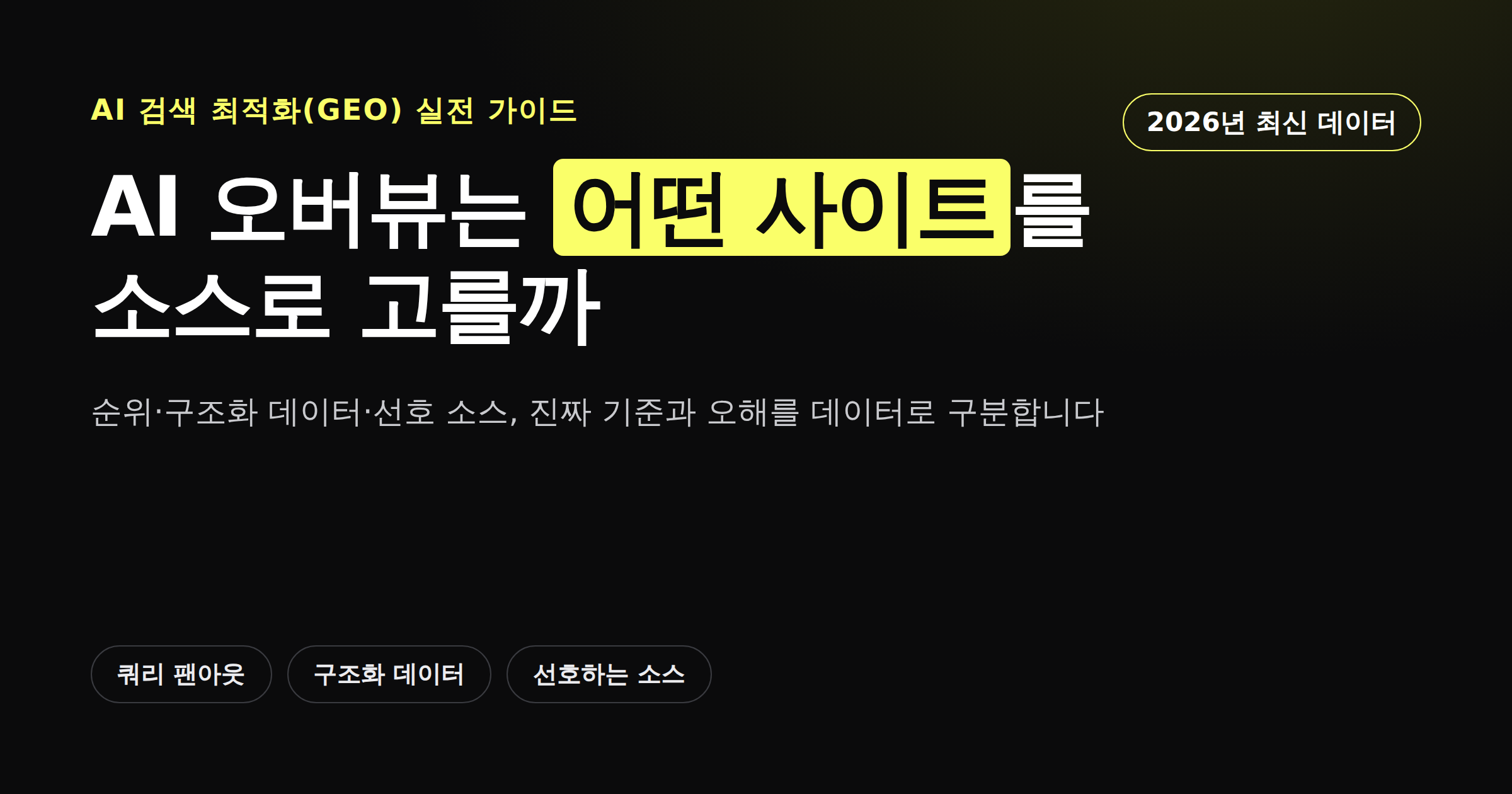 AI 오버뷰가 인용 소스를 고르는 기준을 정리한 카드뉴스 이미지