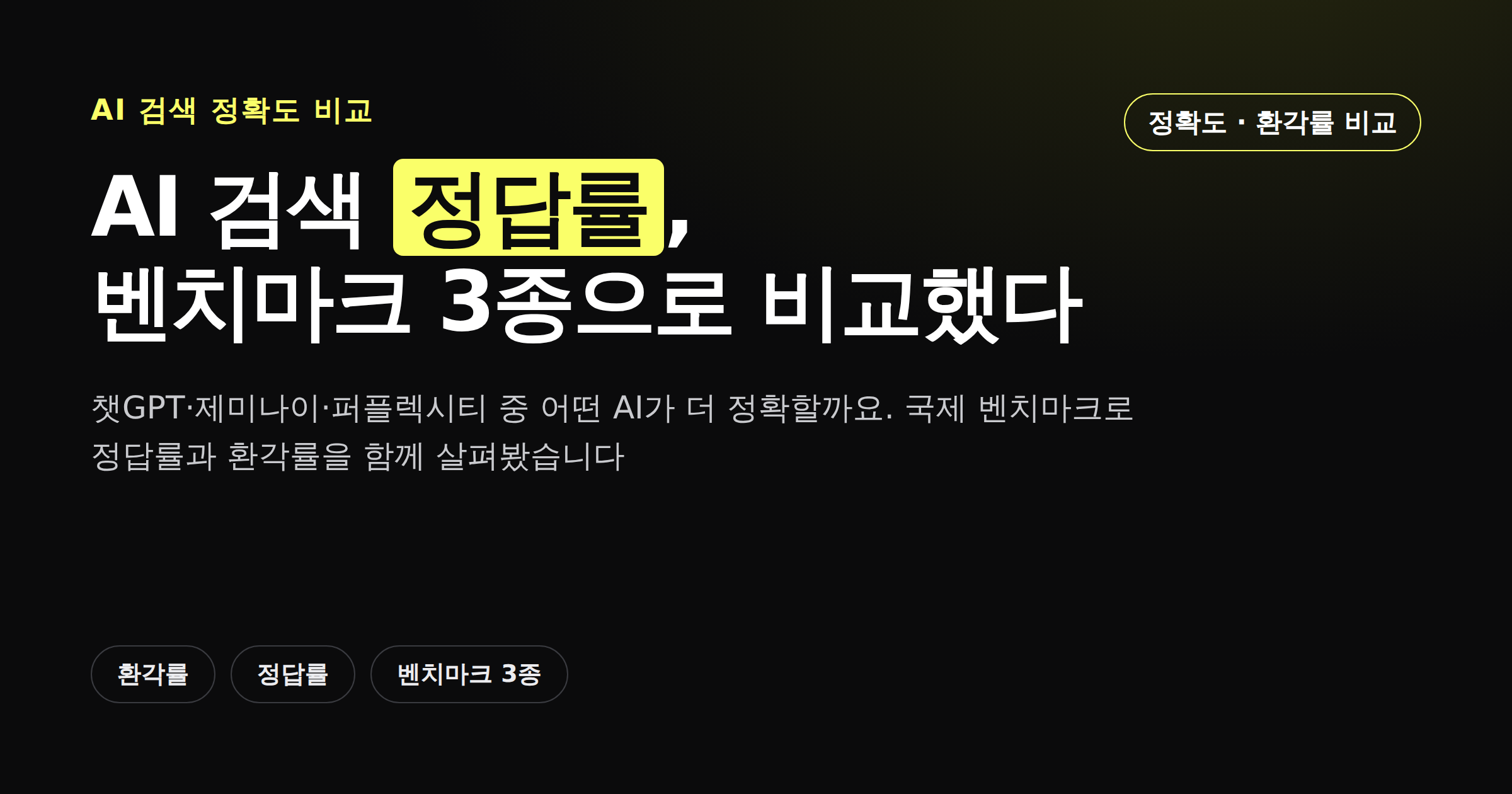 챗GPT·제미나이·퍼플렉시티의 답변 정확도와 환각률을 비교하는 카드뉴스 썸네일