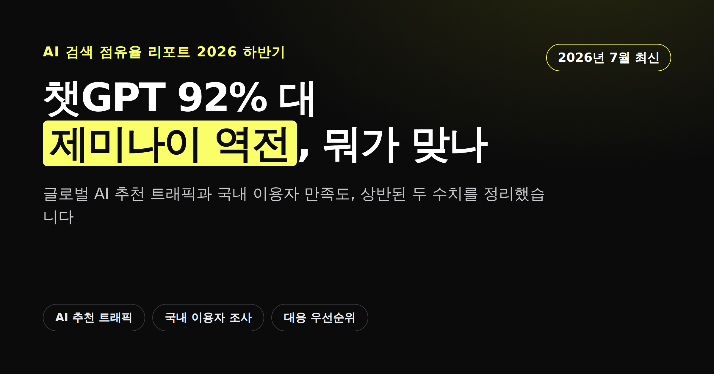 챗GPT와 제미나이의 AI 검색 점유율 격차를 비교한 카드뉴스 커버