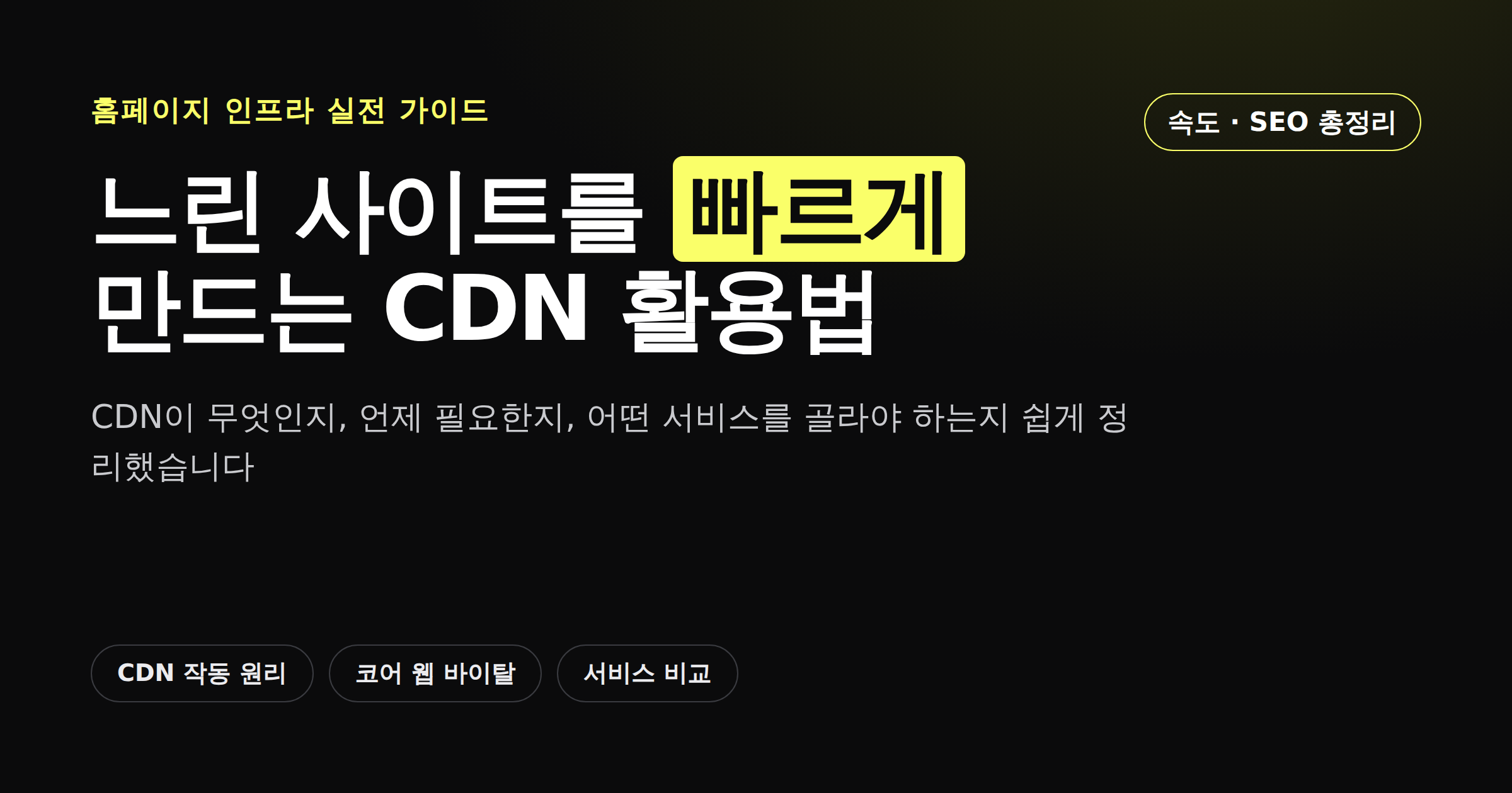 CDN이란 무엇이고 웹사이트 속도와 SEO에 어떤 영향을 주는지 정리한 카드뉴스 썸네일