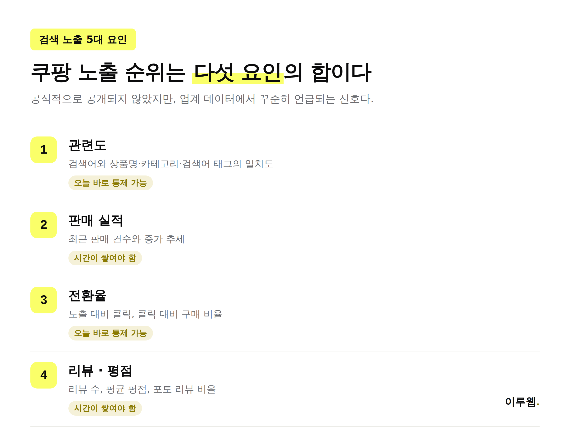 쿠팡 판매량 전환율 상세페이지 노출 순환 구조