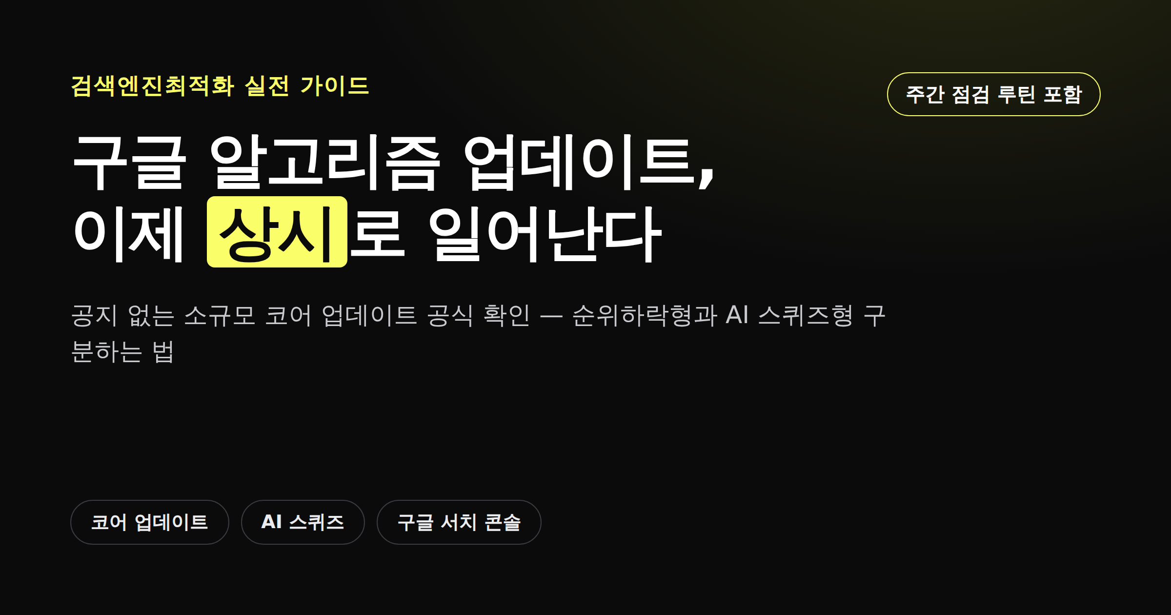 구글 알고리즘 업데이트가 상시로 진행된다는 것을 보여주는 썸네일