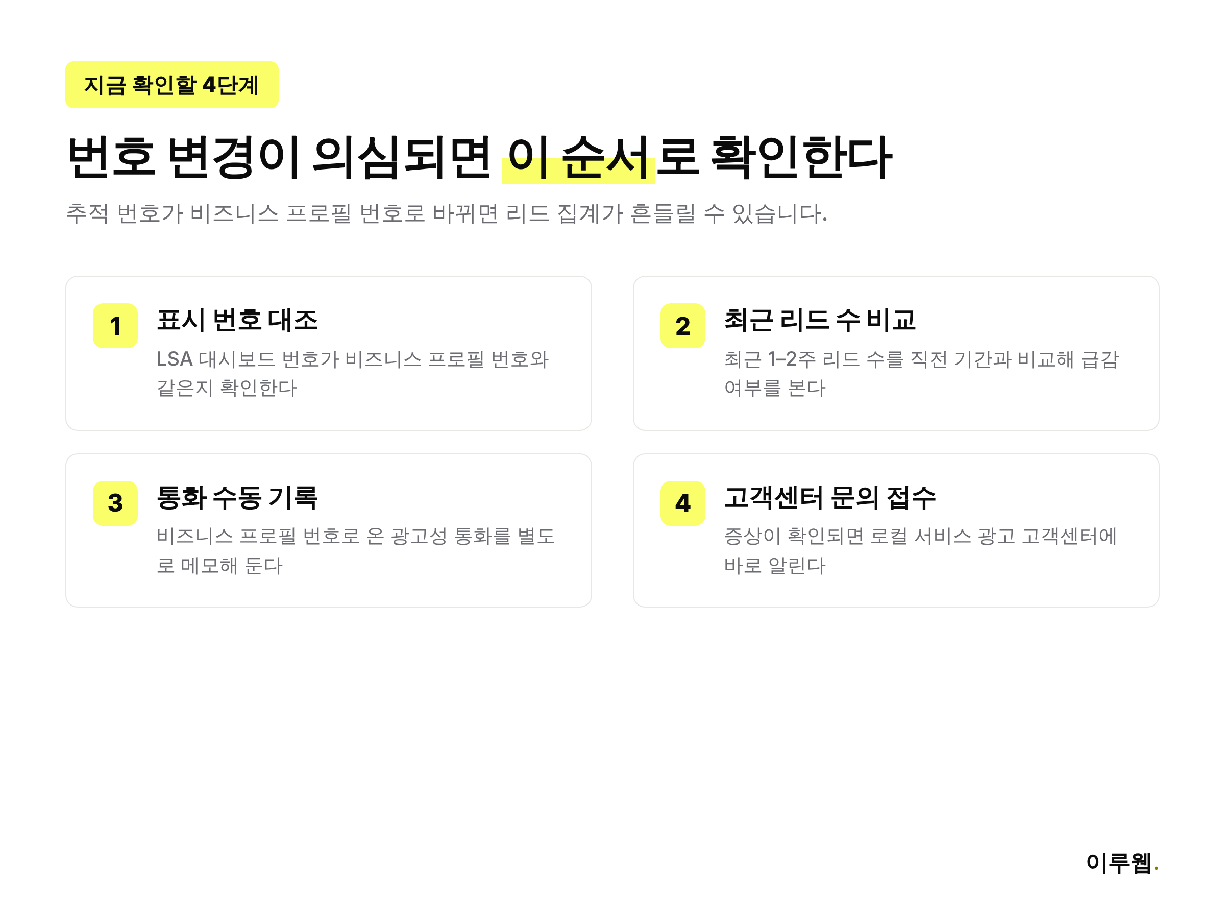 구글 로컬 서비스 광고 번호 변경 대응 체크리스트 4단계
