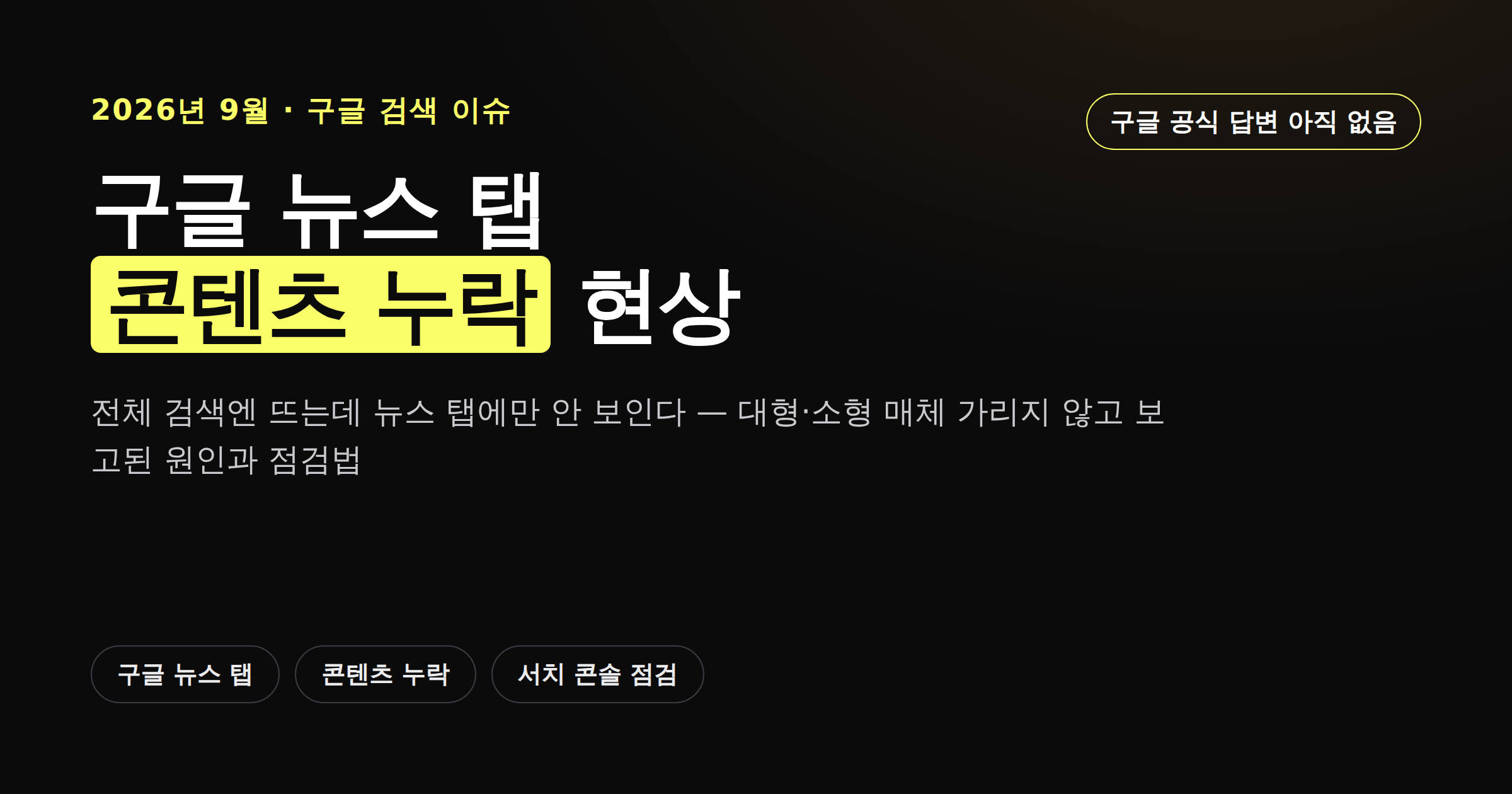 구글 뉴스 탭 콘텐츠 누락 현상과 점검법 안내