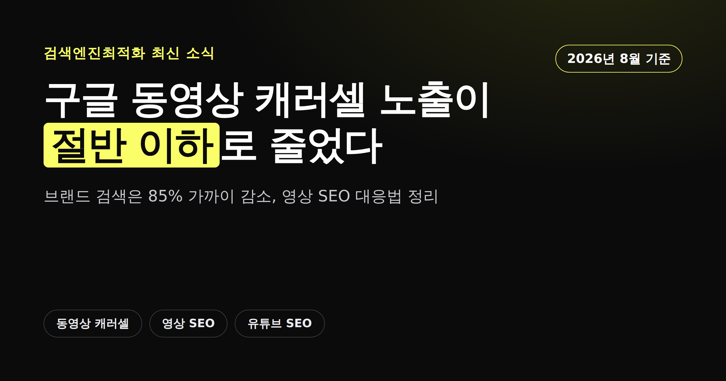 구글 동영상 캐러셀 노출 급감과 영상 SEO 대응법 안내