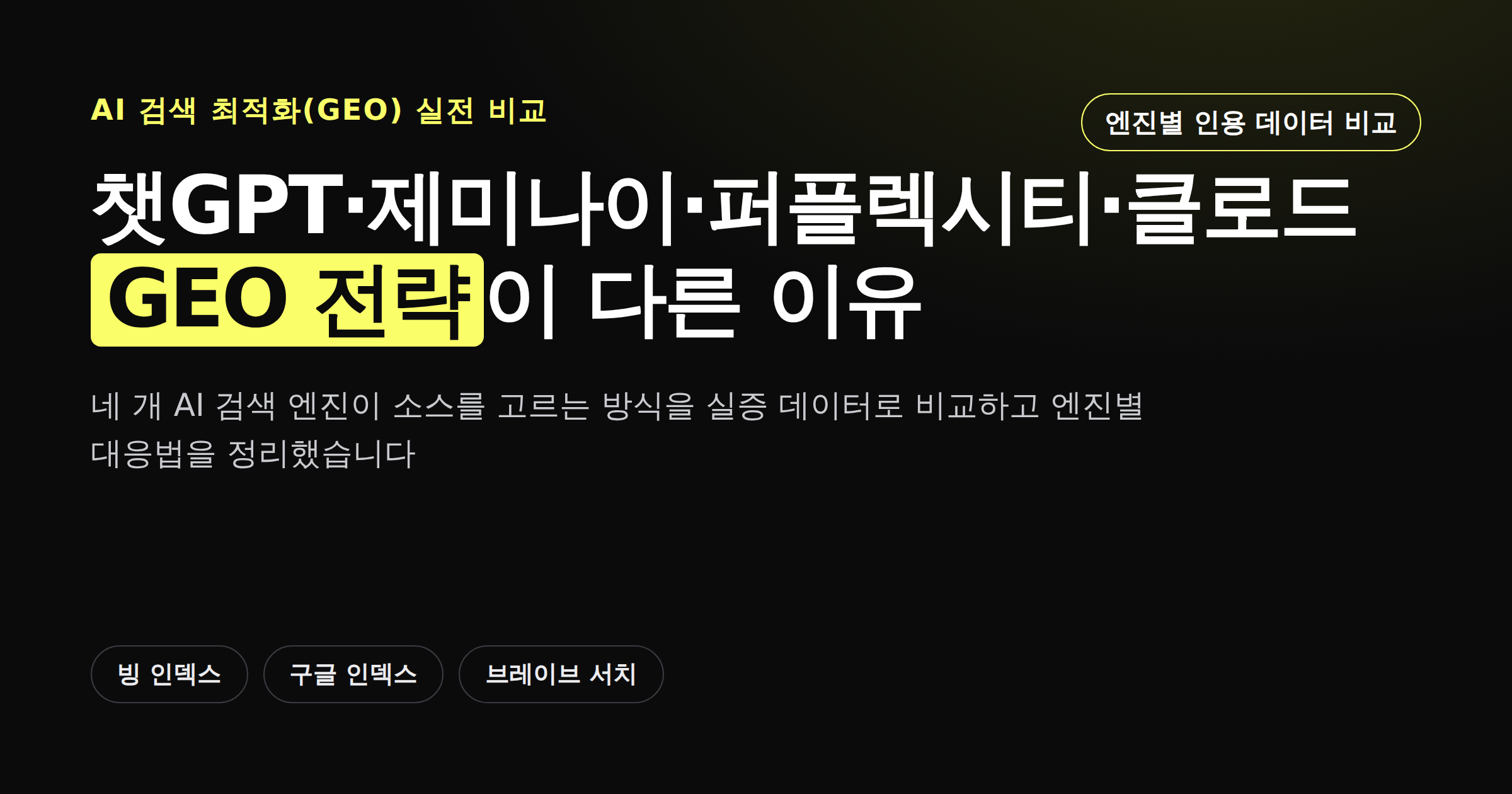 챗GPT·제미나이·퍼플렉시티·클로드 네 개 AI 검색 엔진의 GEO 전략 차이