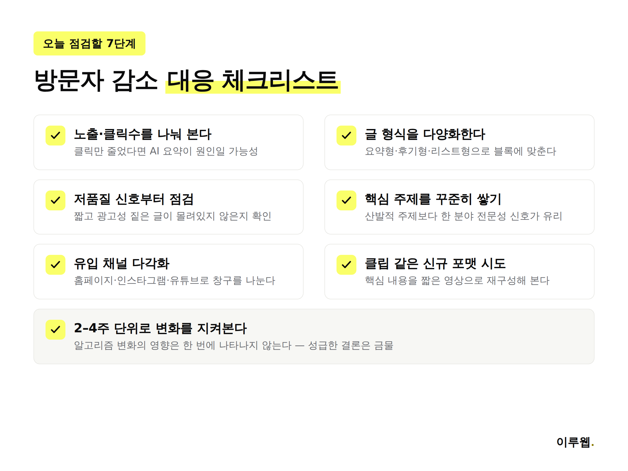 네이버 알고리즘 대개편 대응을 위한 블로그 점검 체크리스트