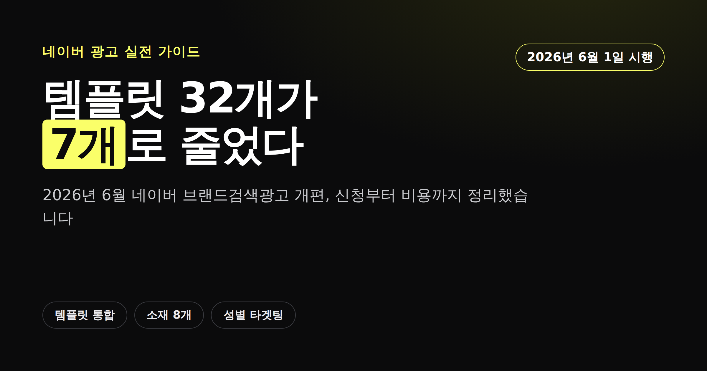 네이버 브랜드검색광고 2026년 개편, 템플릿 32개에서 7개로 통합