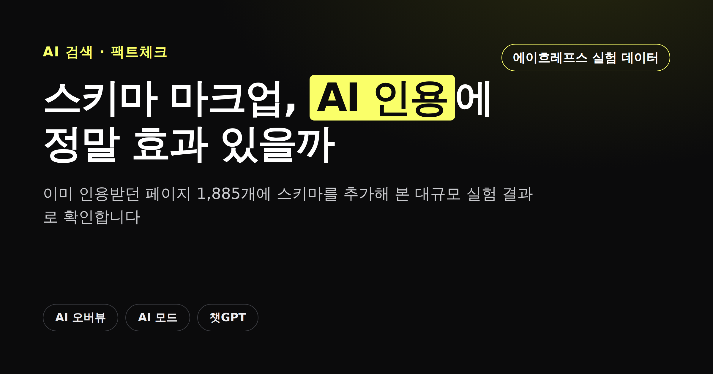 스키마 마크업이 AI 인용에 미치는 실제 효과를 보여주는 카드뉴스 이미지