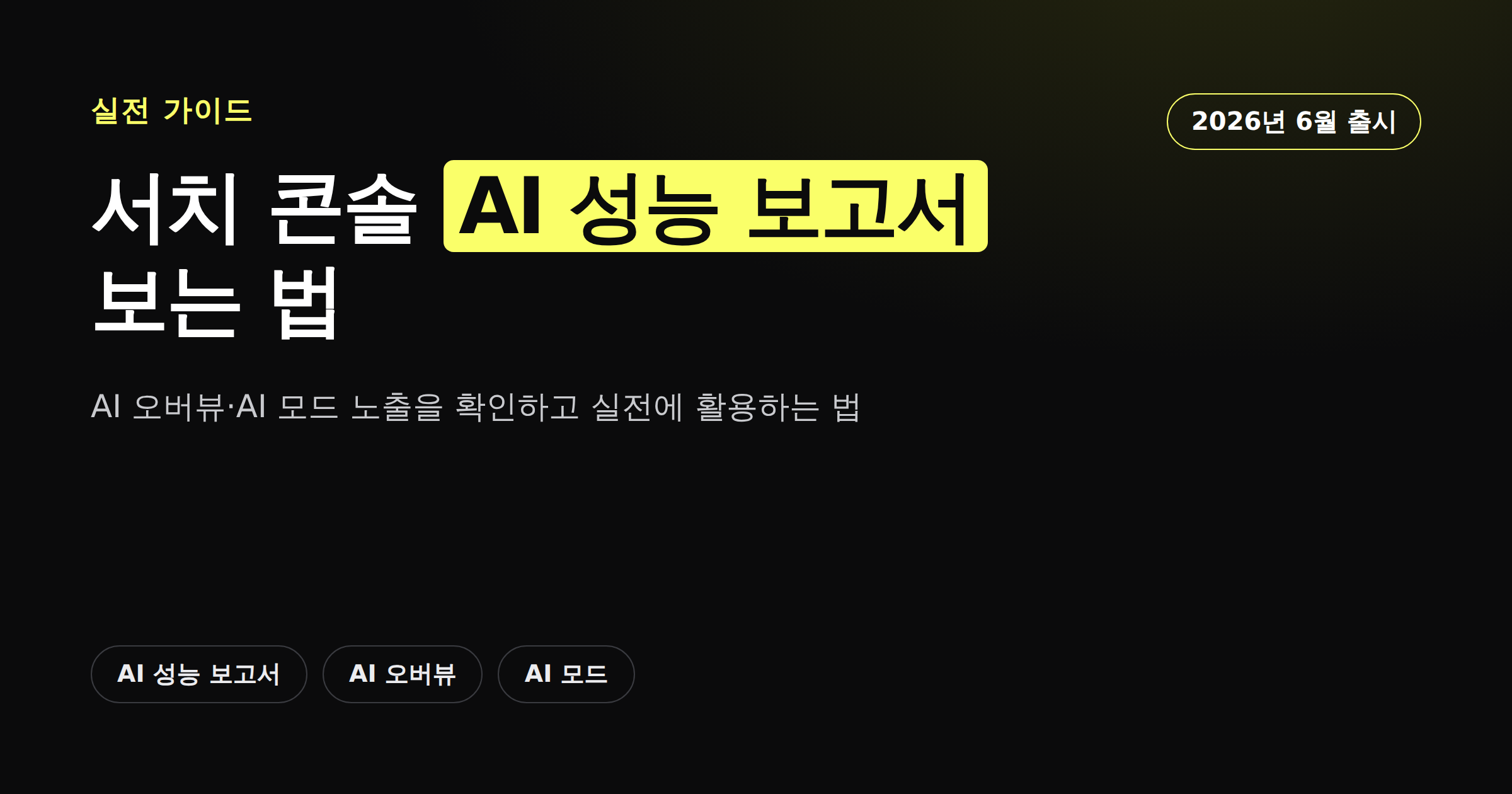 구글 서치 콘솔 AI 성능 보고서 보는 법