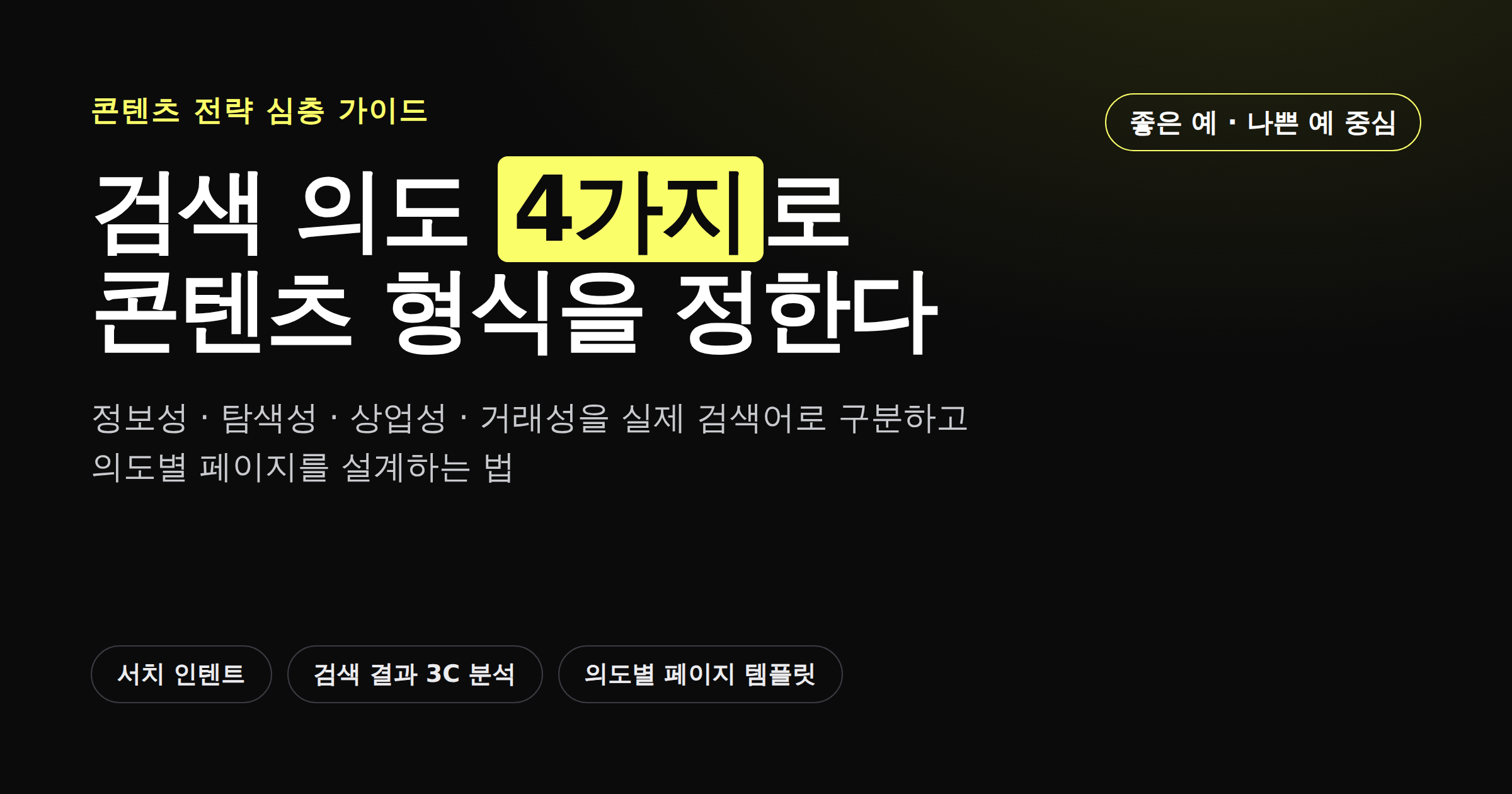 검색 의도 4가지 유형과 콘텐츠 전략 카드뉴스형 커버 이미지