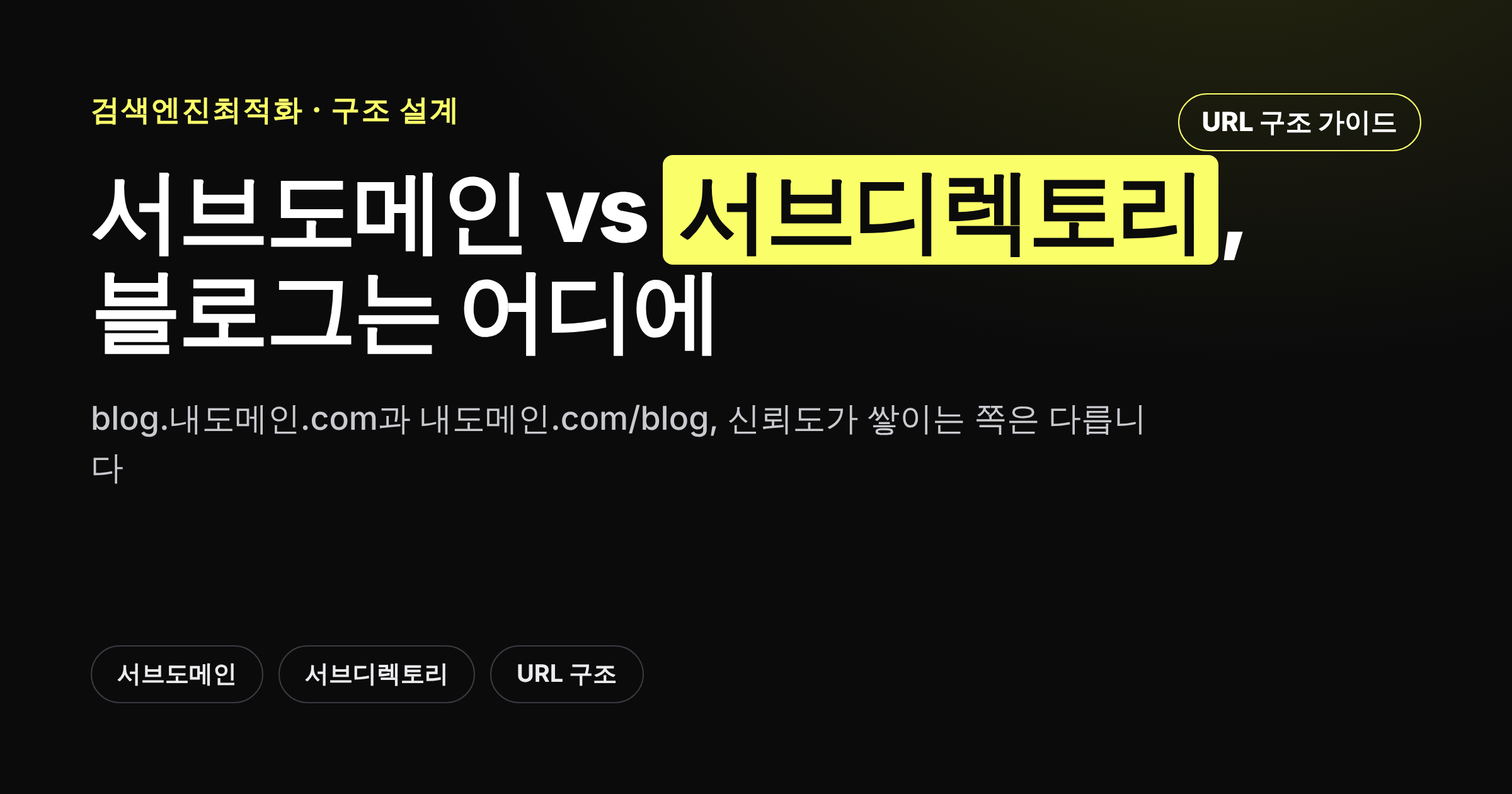 서브도메인과 서브디렉토리의 SEO 차이를 비교한 카드뉴스 커버