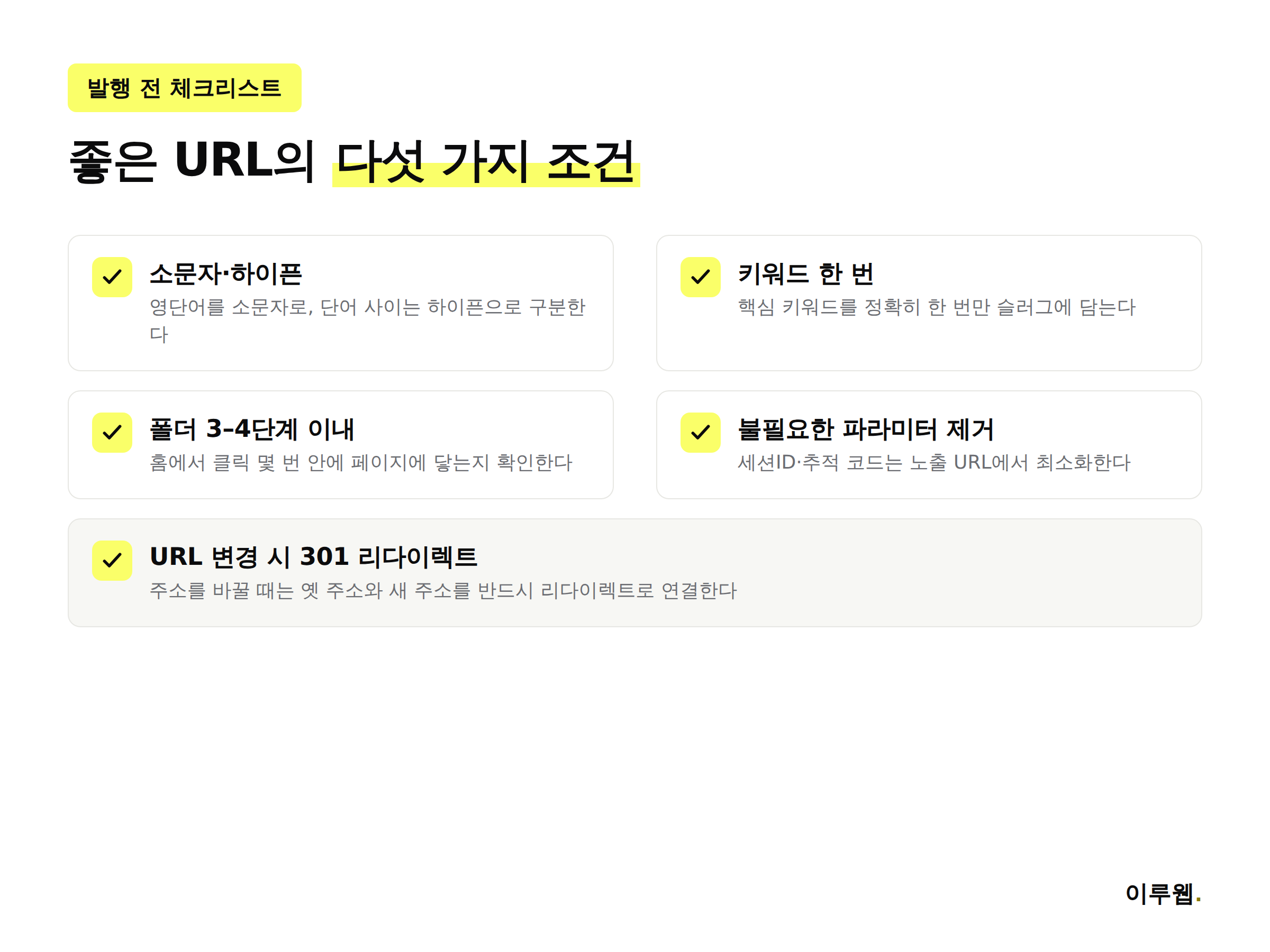 발행 전 URL 설계 체크리스트 이미지